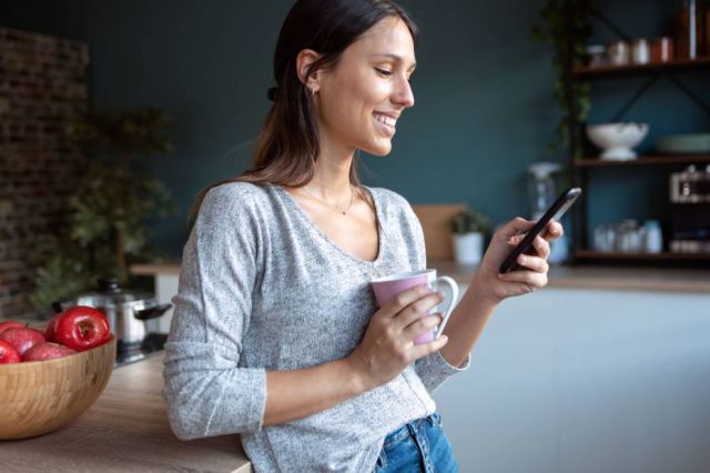 A woman texting