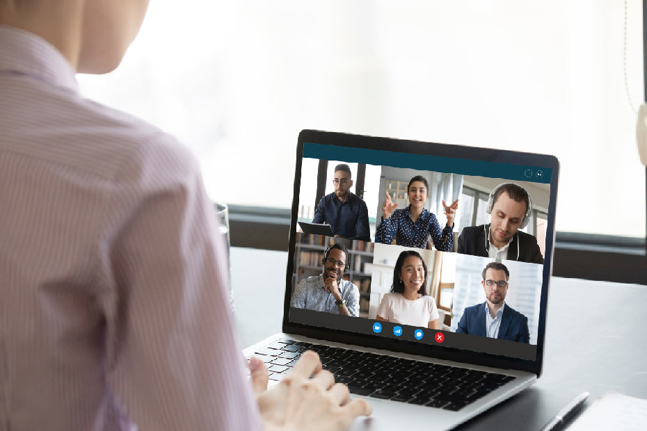 Man in an online group meeting