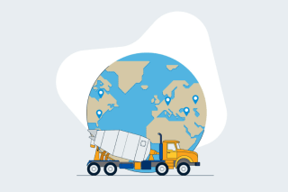 Illustration d'un camion devant le monde